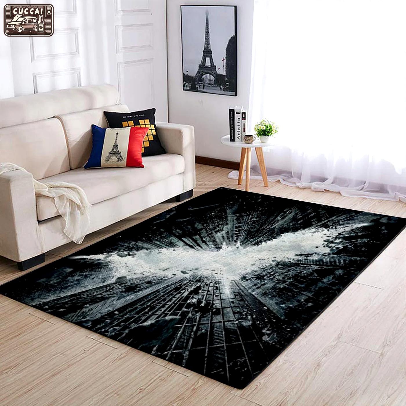 Rugs in living room and bedroom bat-man area rug superhero movie floor decor Rectangle Rug