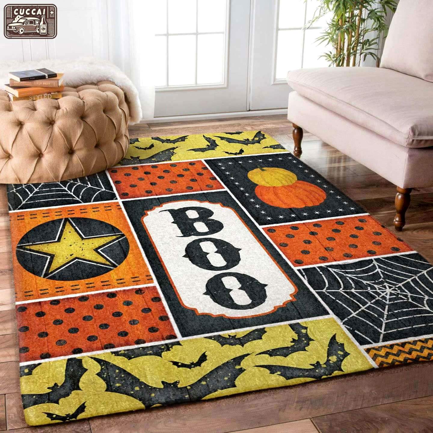 Rugs in living room and bedroom boo halloween Rectangle Rug