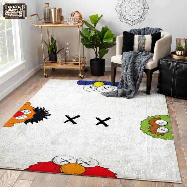 Rugs in living room and bedroom kaws x sesame street characters kwas rug home decor Rectangle Rug