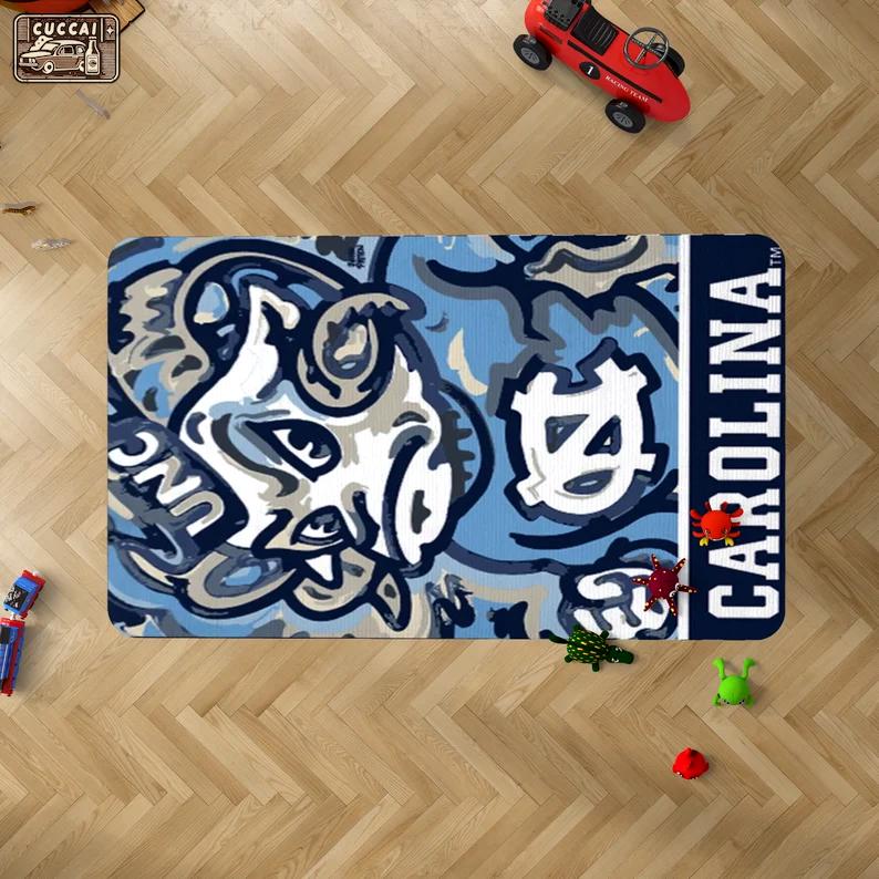 Rugs in living room and bedroom north carolina tar heels rug - ncaa team signage carpet - custom modern rug- blue college basketball team- school party wall decoration Rectangle Rug