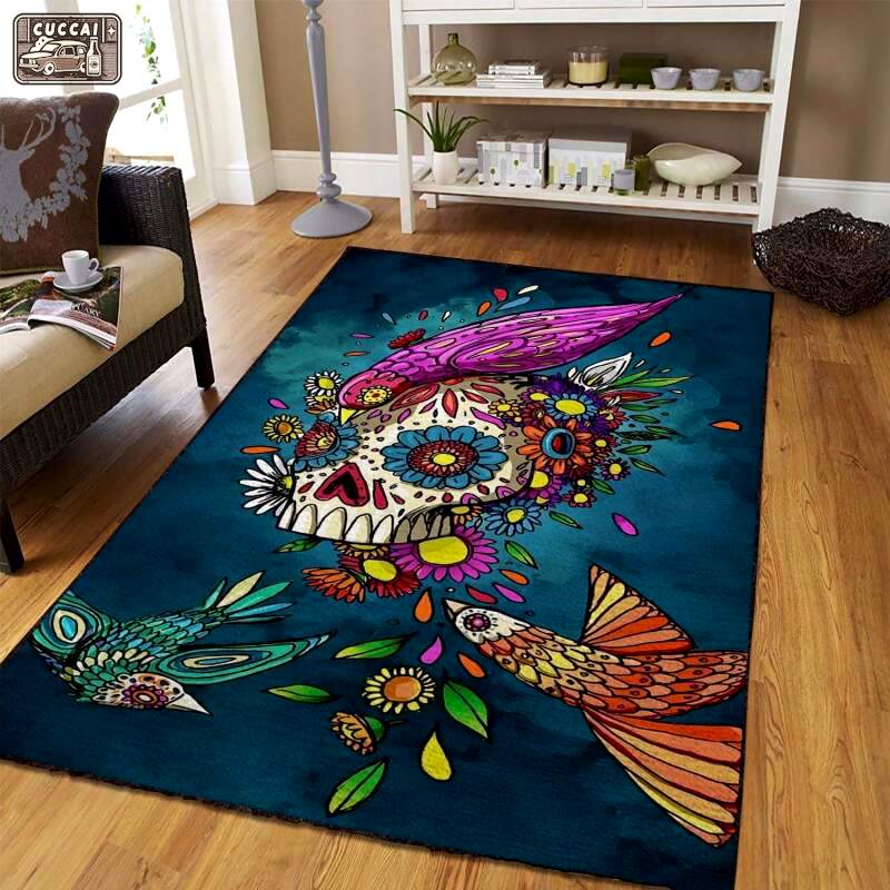 Rugs in living room and bedroom sugar skull Rectangle Rug