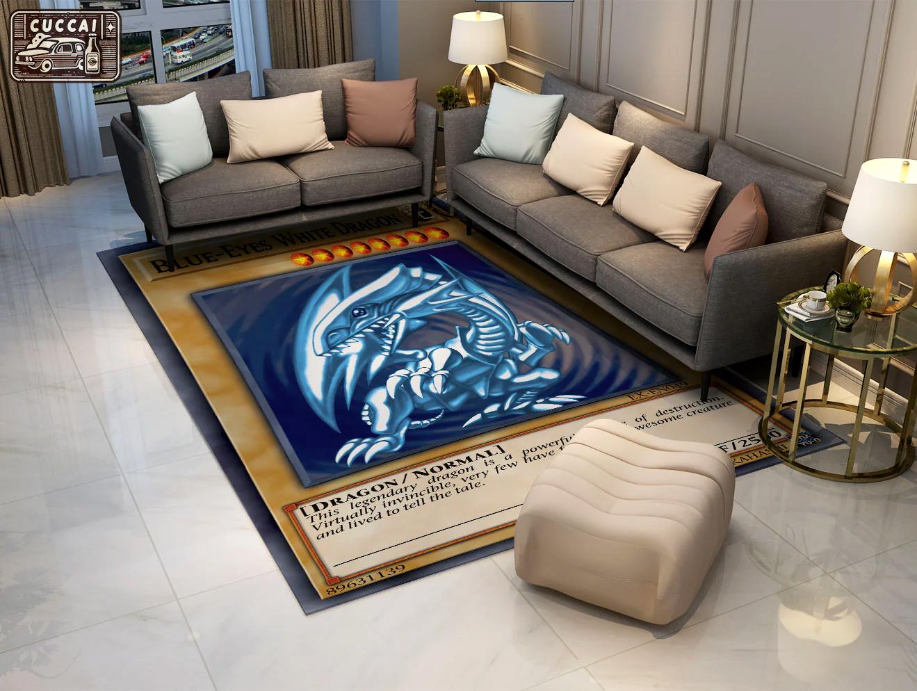 Rugs in living room and bedroom white dragon blue eyes white manga rug Rectangle Rug