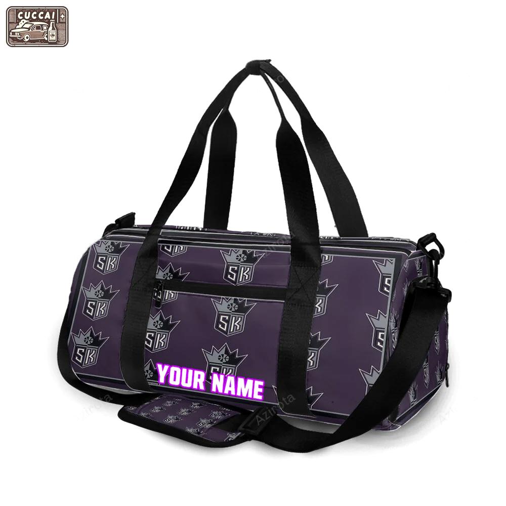 Sacramento kings emblem pattern personalized name travel bag gym bag 2296 Travel Bag