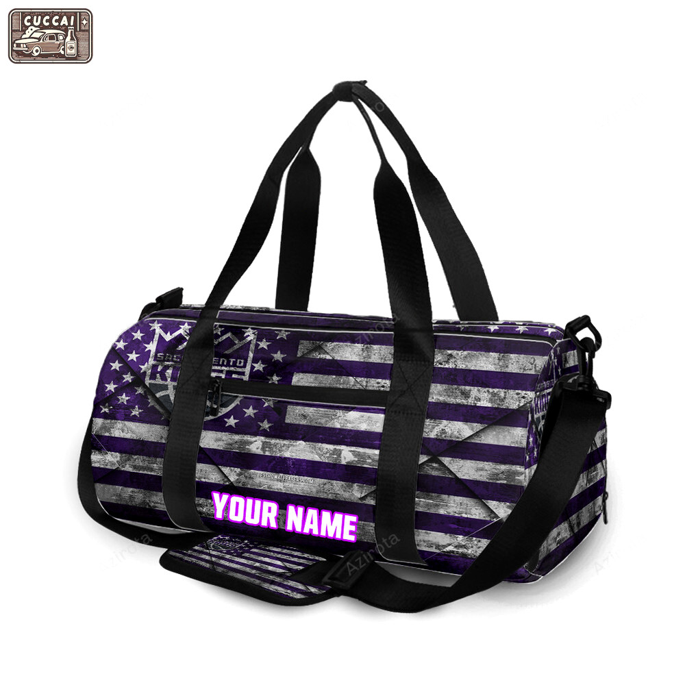 Sacramento kings emblem texture flag personalized name travel bag gym bag 2338 Travel Bag