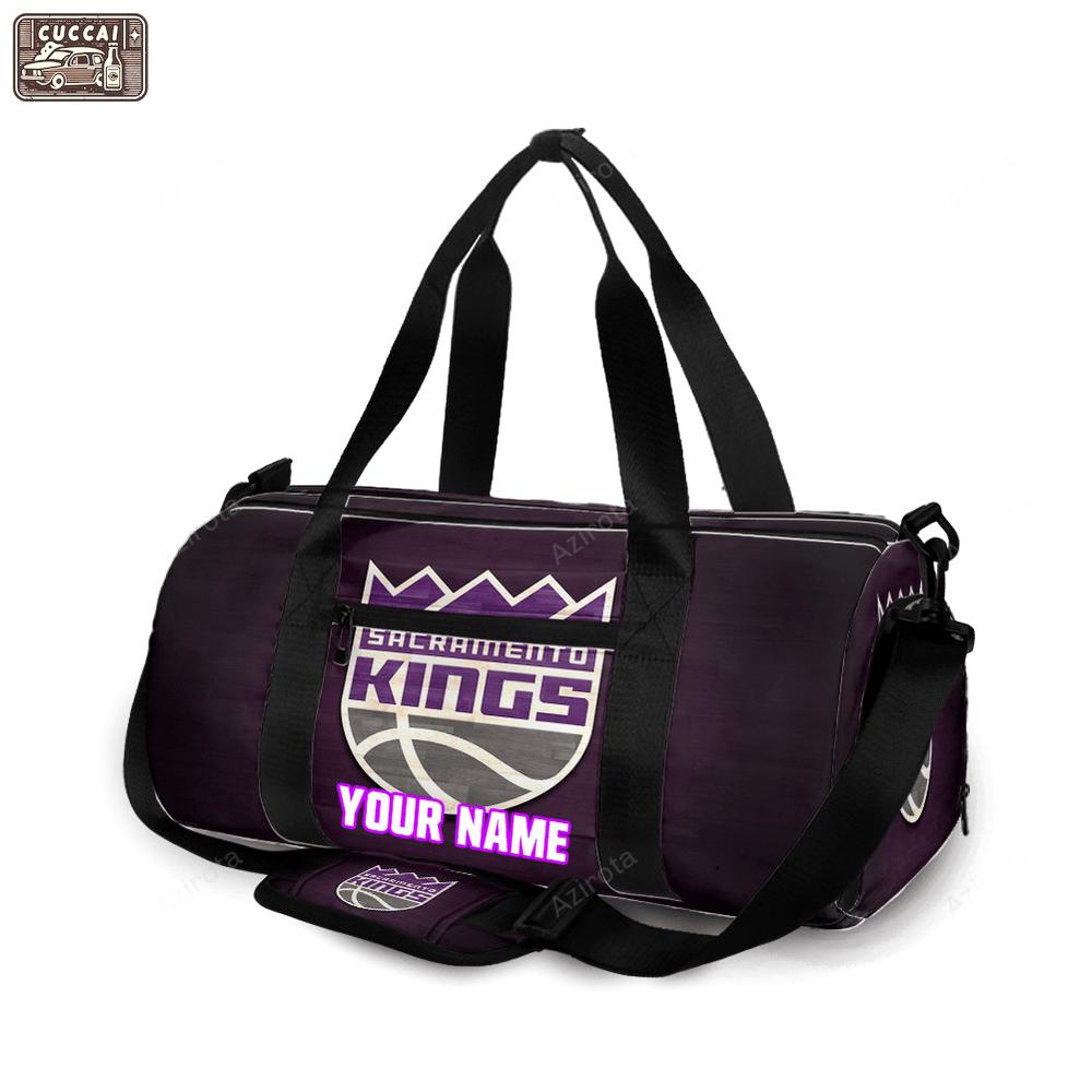 Sacramento kings emblem wood3 personalized name travel bag gym bag 2336 Travel Bag