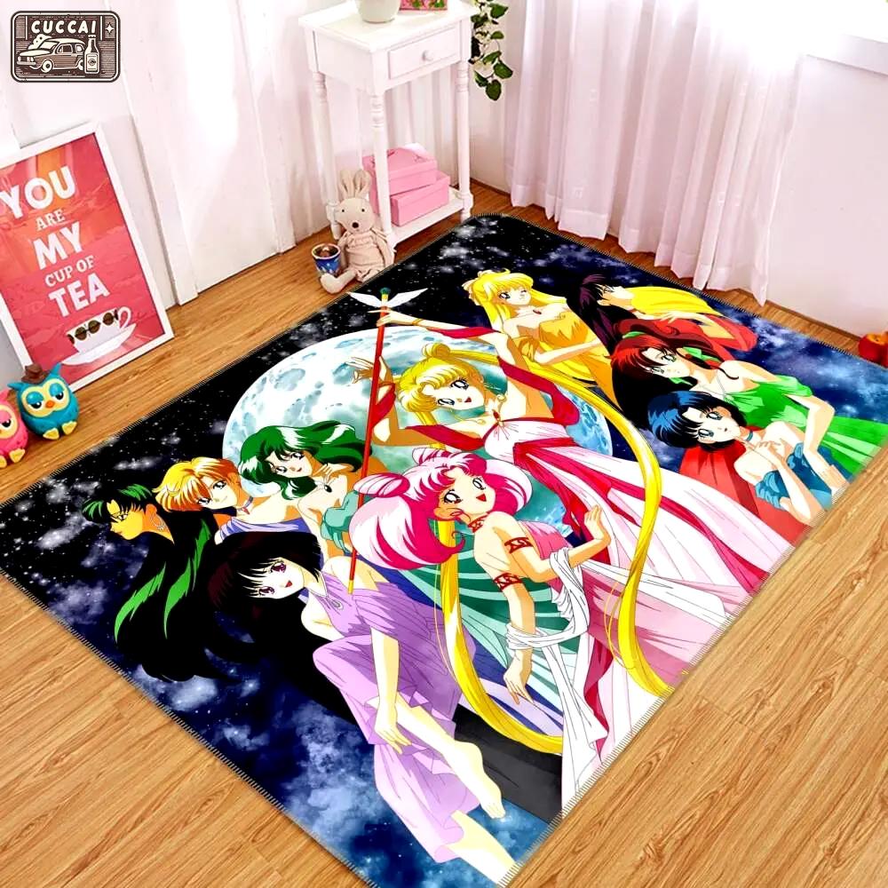 Sailor moon anime 2 area rug living room and bed room rug rug regtangle carpet floor decor home decor Rectangle Rug