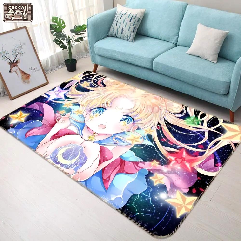 Sailor moon anime 7 area rug living room and bed room rug rug regtangle carpet floor decor home decor Rectangle Rug