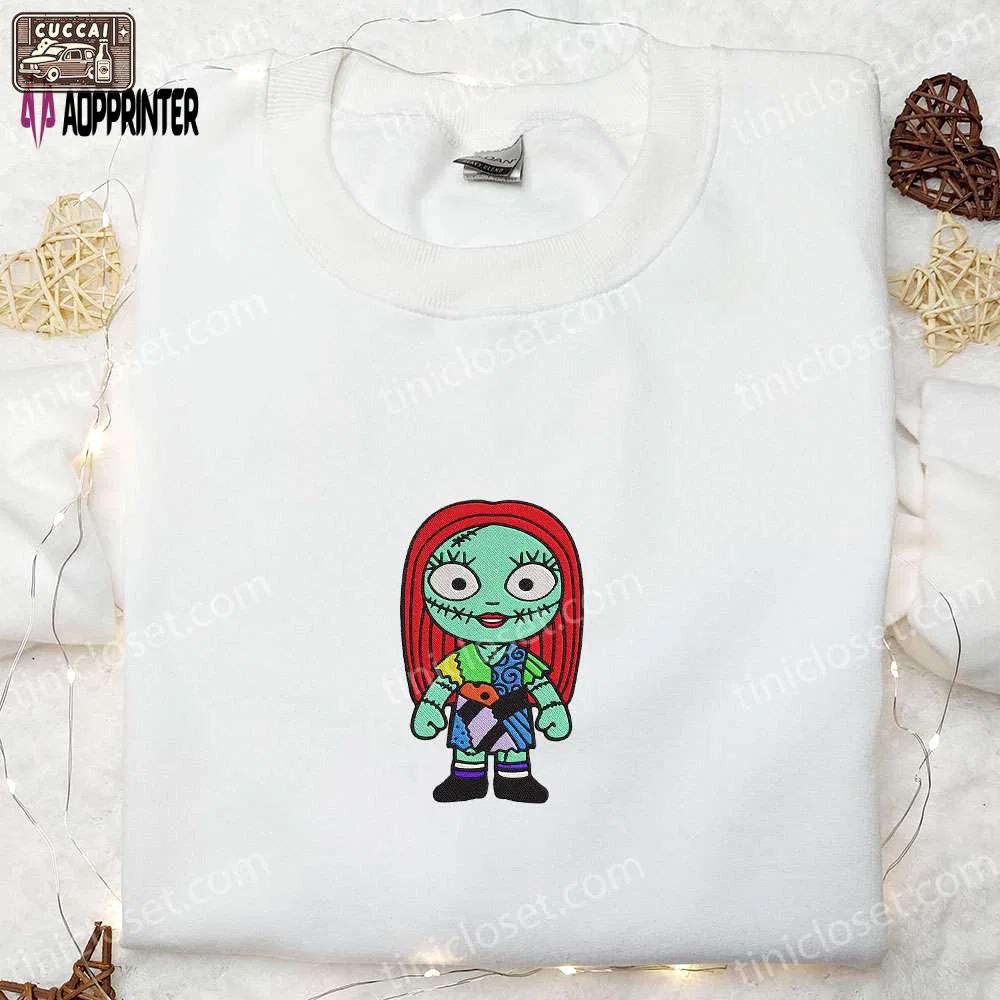 Sally nightmare before christmas embroidered sweatshirt: spooktacular halloween hoodie & gift idea Embroidered Shirt