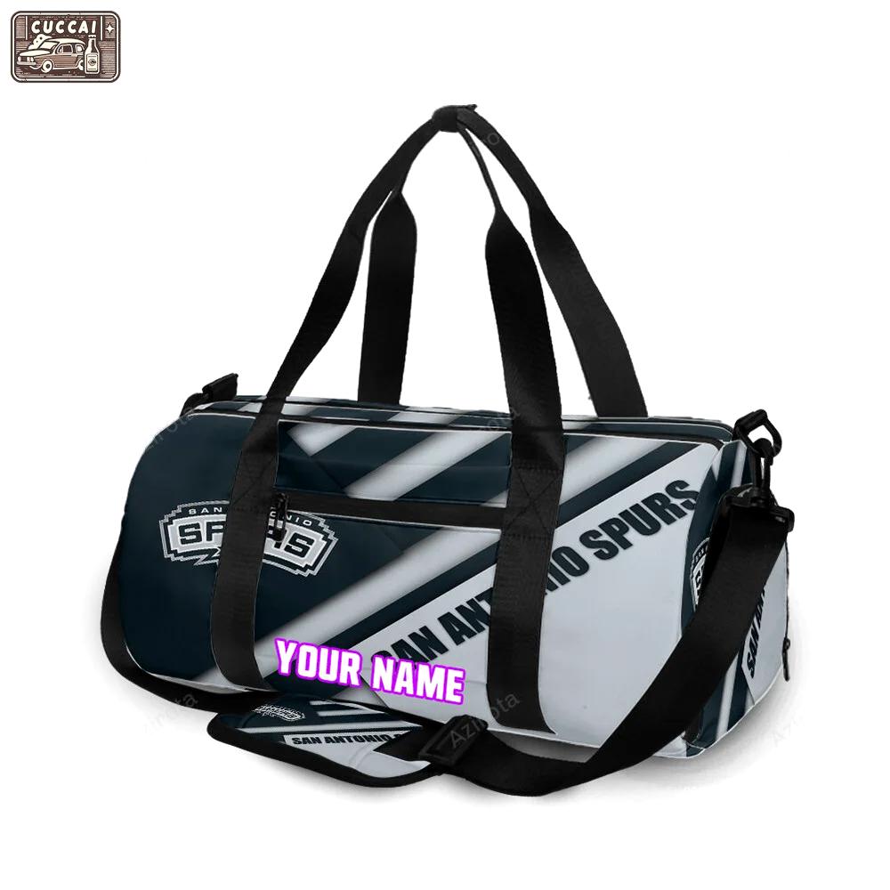 San antonio spurs black white personalized name travel bag gym bag 2384 Travel Bag