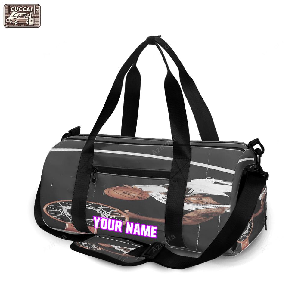 San antonio spurs player throwing ball personalized name travel bag gym bag 2256 Travel Bag