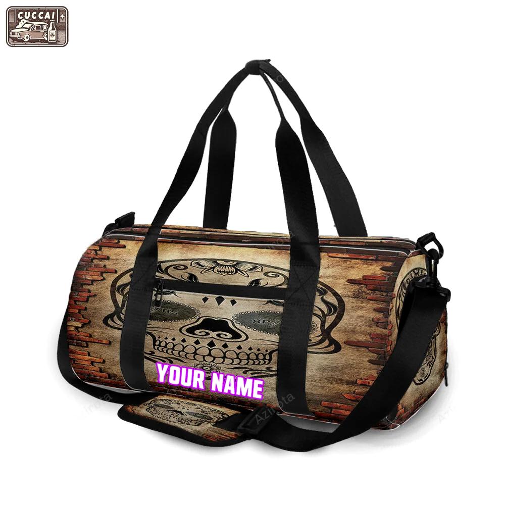 San antonio spurs skull brick wall personalized name travel bag gym bag 2358 Travel Bag