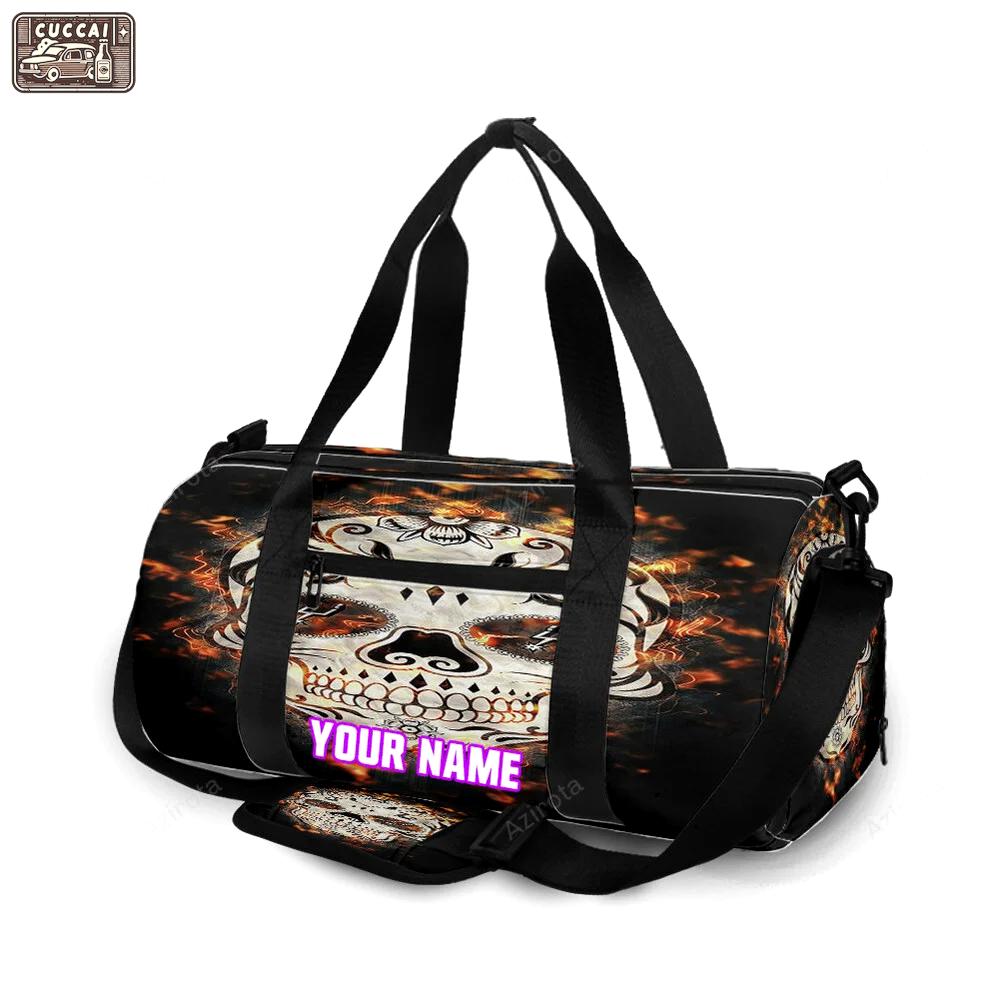 San antonio spurs skull fire personalized name travel bag gym bag 2640 Travel Bag