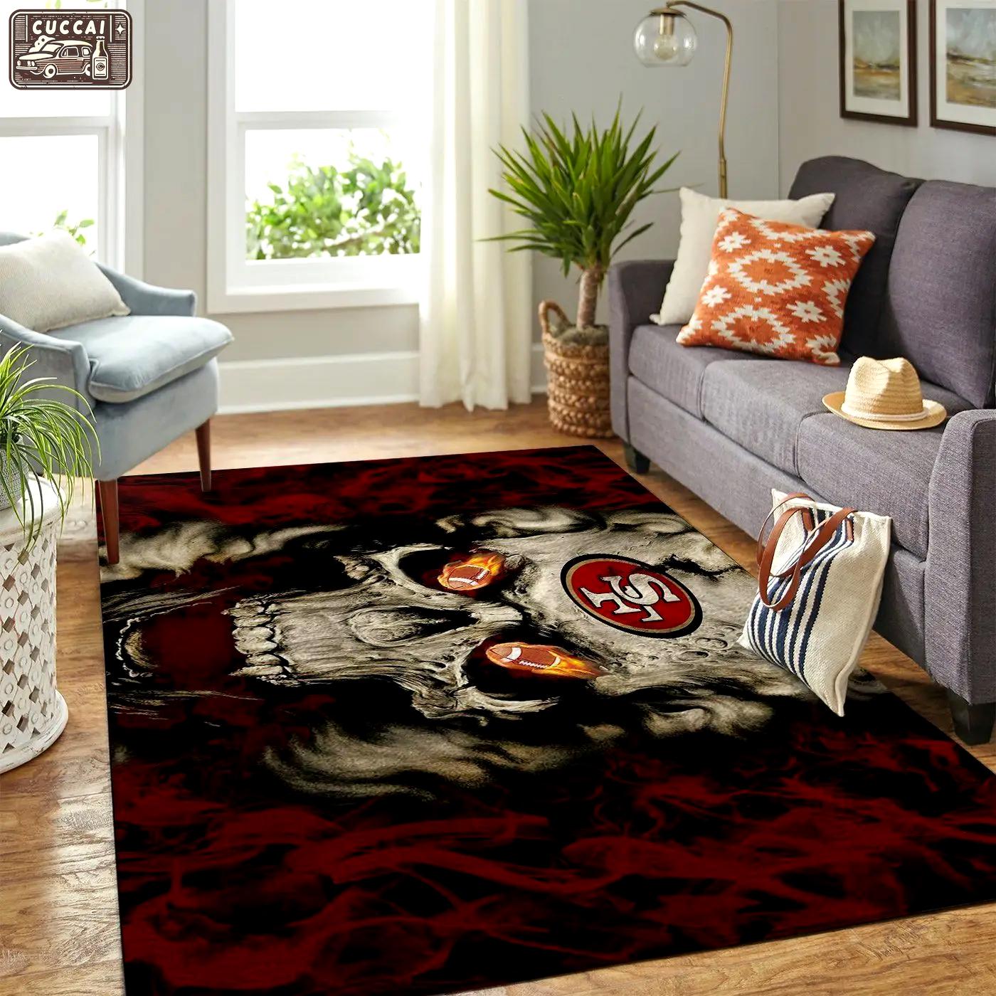 San francisco 49ers nfl area rugs skull style living room regtangle carpet Rectangle Rug