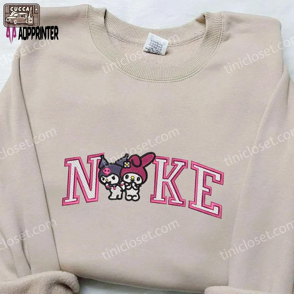 Sanrio kuromi & melody x nike embroidered sweatshirt hello kitty & nike inspired shirt Embroidered Shirt