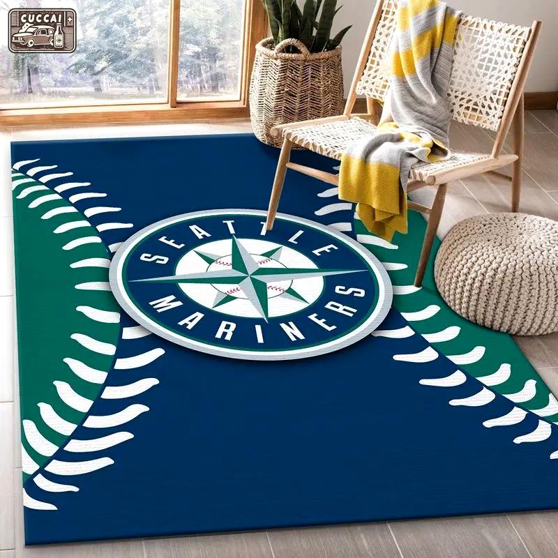 Seattle mariners area rug mlb baseball team logo living room rugs home decor 3 Rectangle Rug
