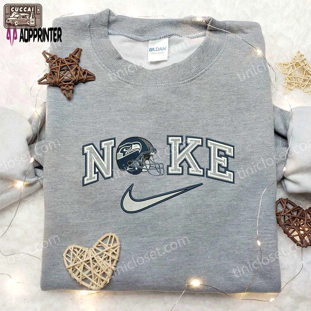 Seattle seahawks helmets x nike embroidered shirt – nfl inspired gear Embroidered Shirt