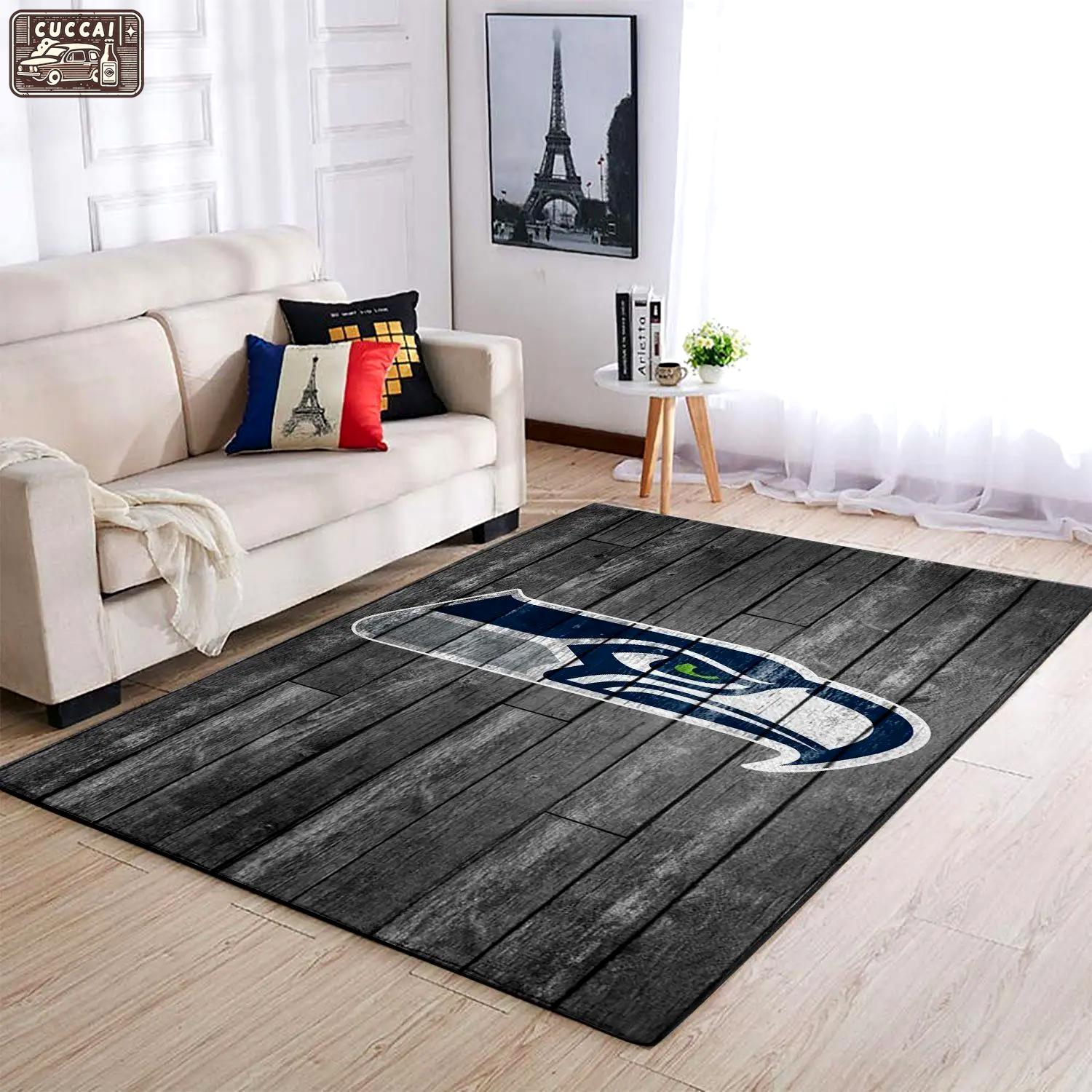 Seattle seahawks nfl area rugs wooden style living room regtangle carpet Rectangle Rug
