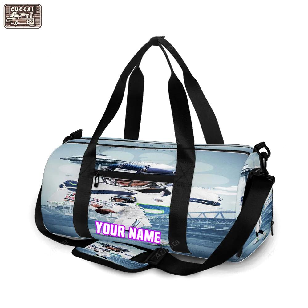 Seattle seahawks russell wilson1 personalized name travel bag gym bag 1835 Travel Bag