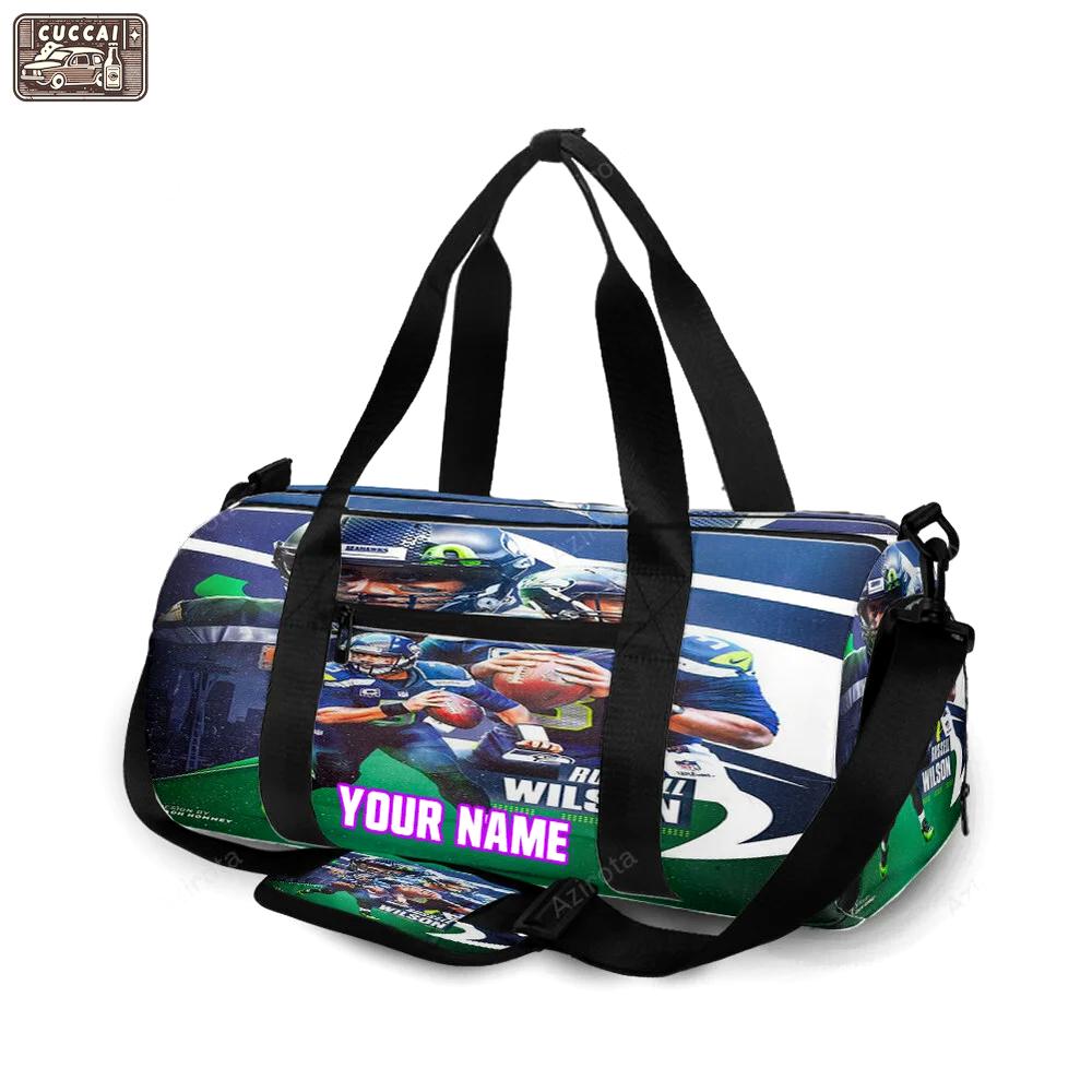 Seattle seahawks russell wilson6 personalized name travel bag gym bag 774 Travel Bag
