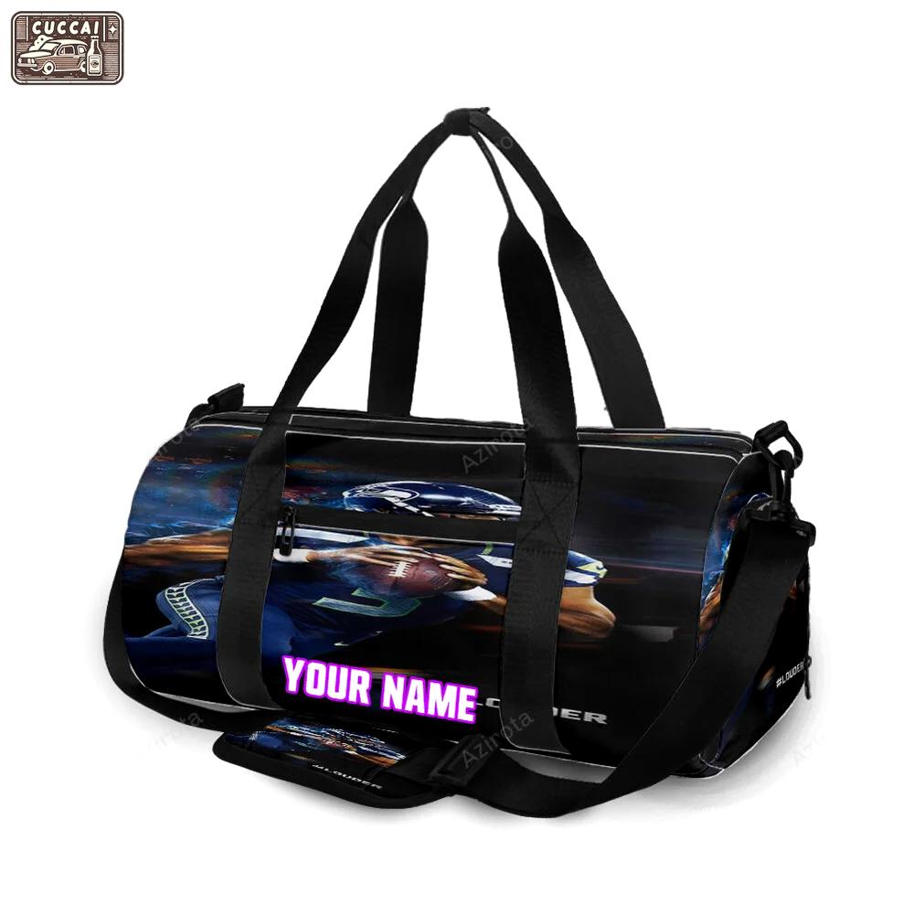 Seattle seahawks russell wilson8 personalized name travel bag gym bag 695 Travel Bag
