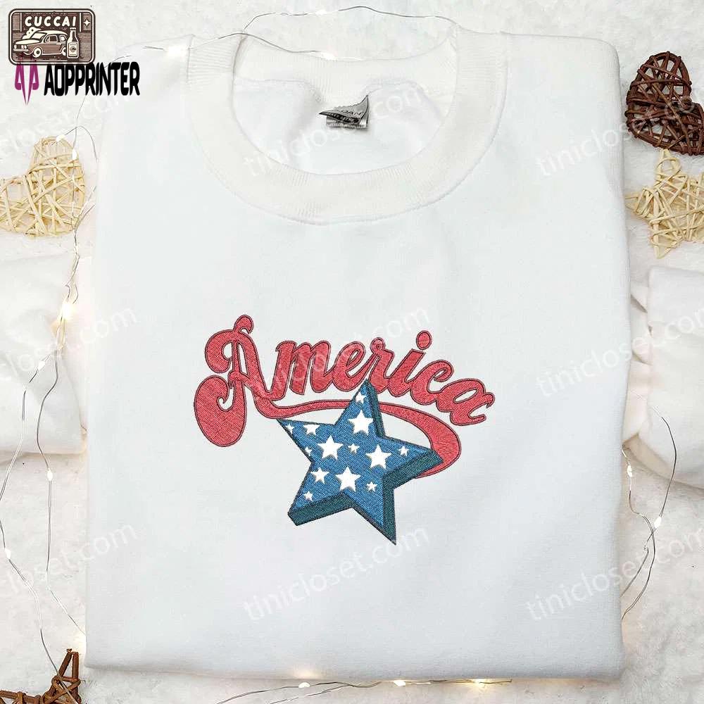 Show your patriotism with american star embroidered shirt – best national day gifts Embroidered Shirt
