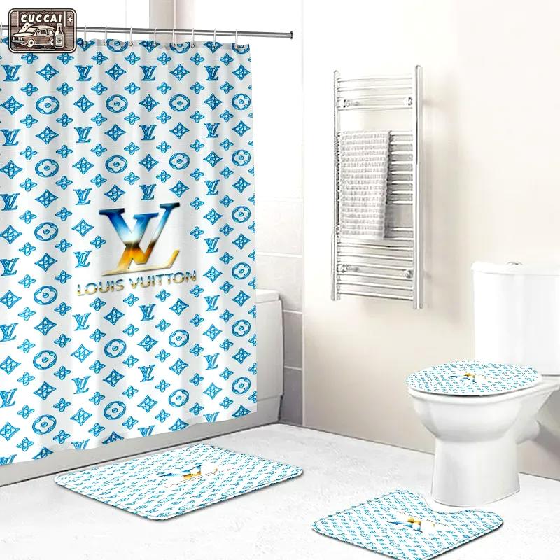 Shower curtains louis vitton blue sea full bathroom sets 387 Bathroom Set
