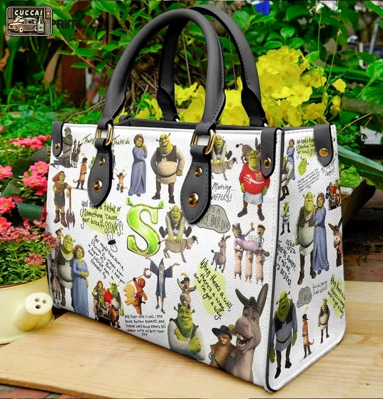 Shrek  black leather bag for women gift 1403 Women Leather Hand Bag