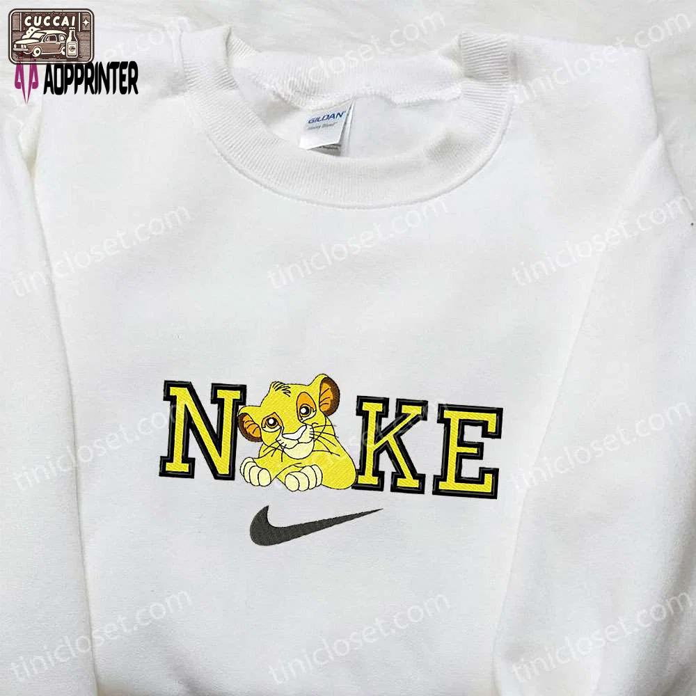 Simba x nike cartoon embroidered shirt – nike inspired best family gift Embroidered Shirt