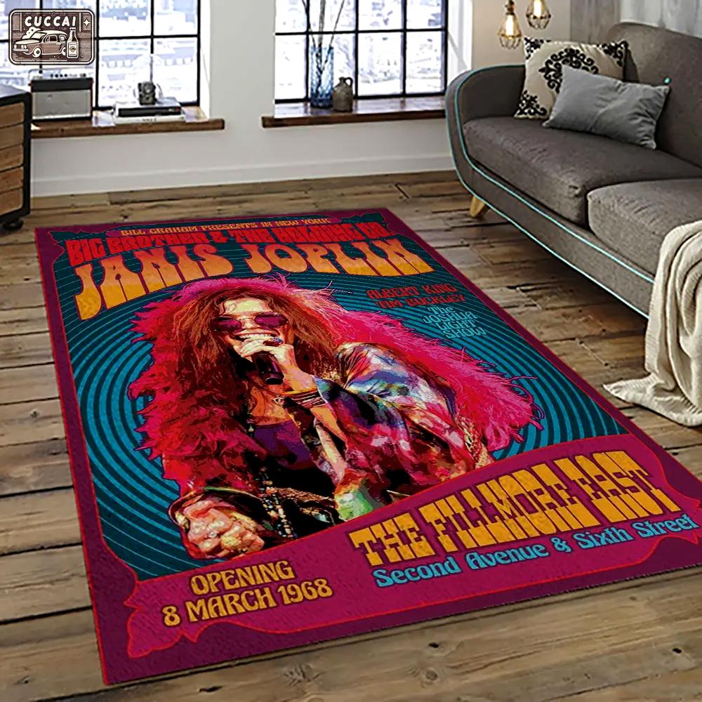 Singer janis joplin music carpet rectangle area rug for living room bedroom decor jj13 Rectangle Rug