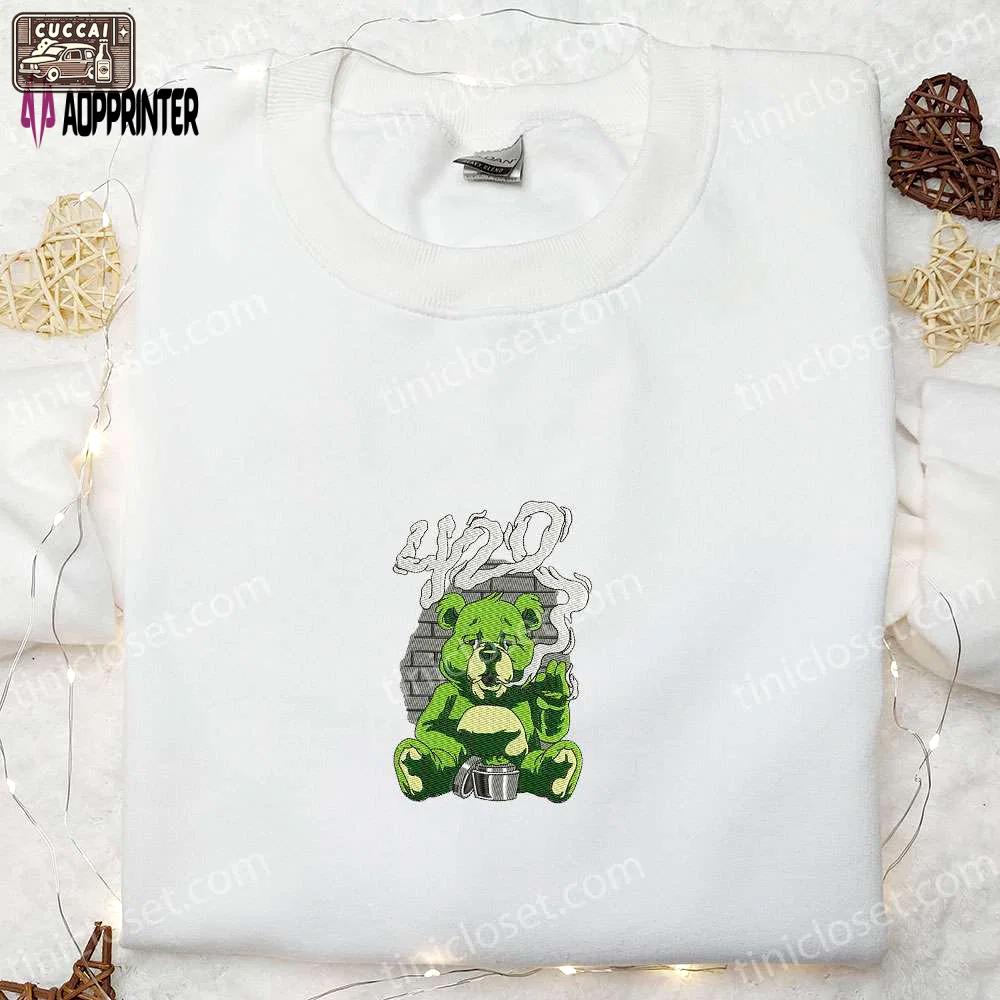 Smoking bear embroidered shirt – cool gift for family best quality Embroidered Shirt