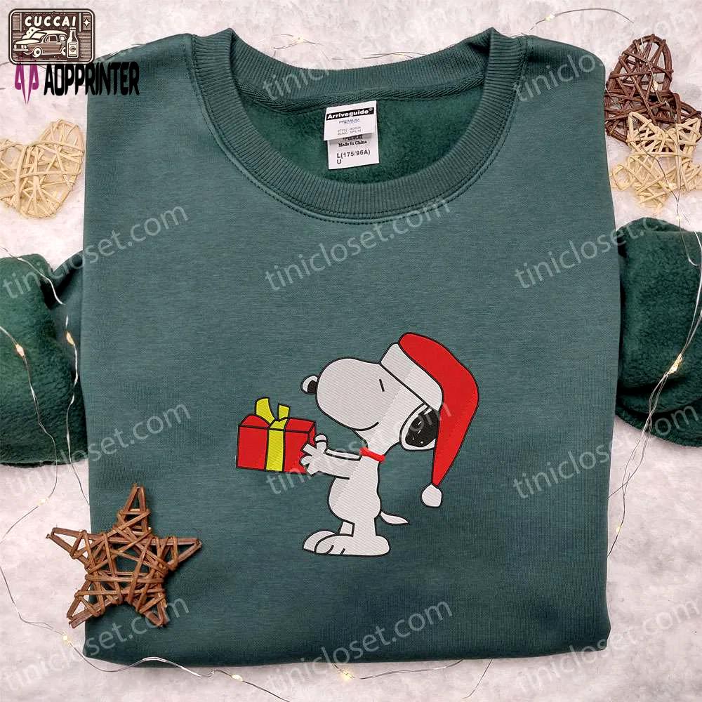 Snoopy christmas gift shirt & peanuts cartoon hoodie: best family gifts Embroidered Shirt