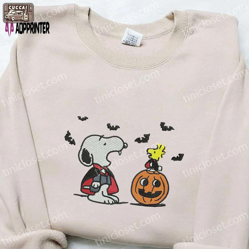 Snoopy halloween sweatshirt & peanuts t-shirt: best family gift ideas Embroidered Shirt