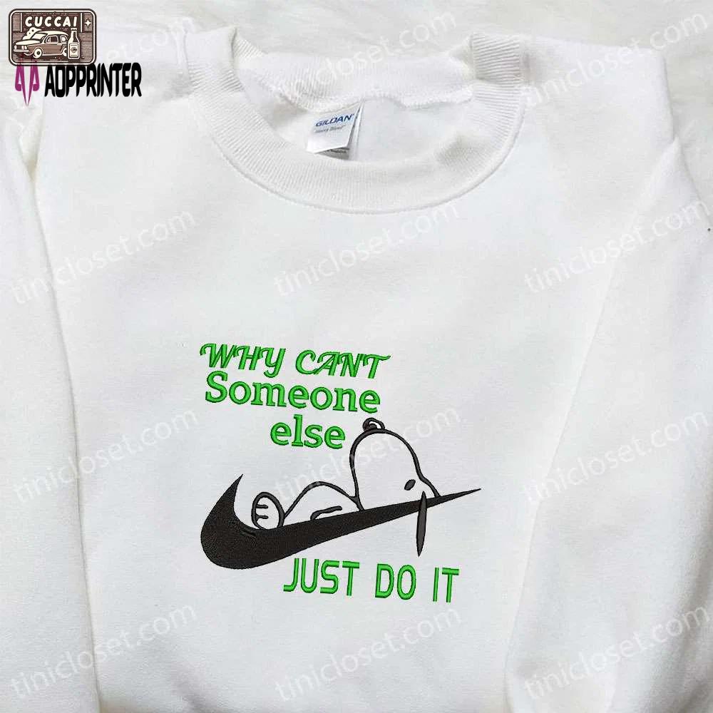 Snoopy just do it x nike embroidered tshirt – nike inspired shirt perfect family gift Embroidered Shirt