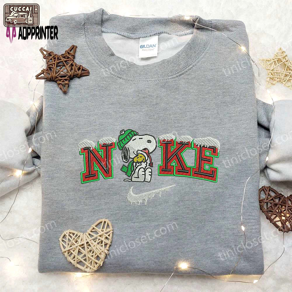 Snoopy & woodstock x nike embroidered sweatshirt: best nike inspired christmas gift Embroidered Shirt