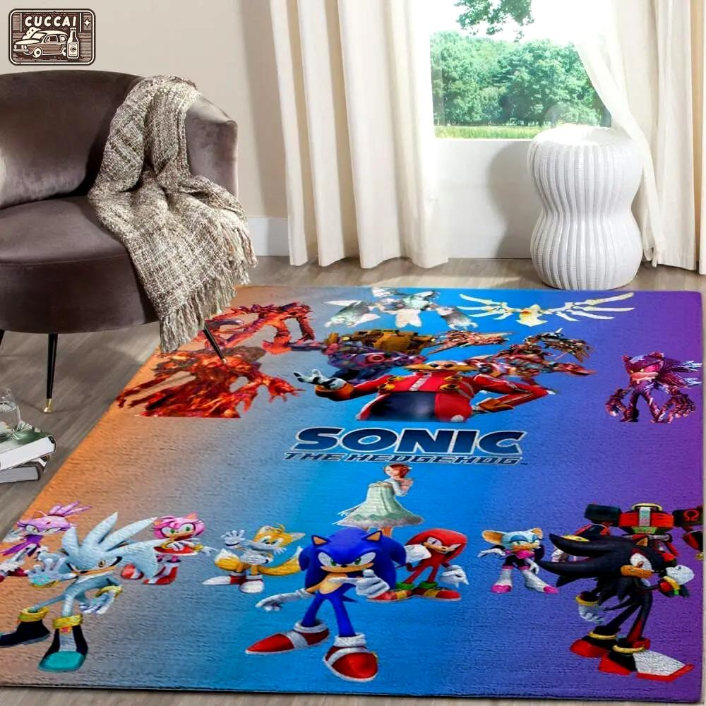 Sonic the hedgehog area rug gaming carpet gamer living room rugs rug regtangle carpet floor decor home decor v995 Rectangle Rug