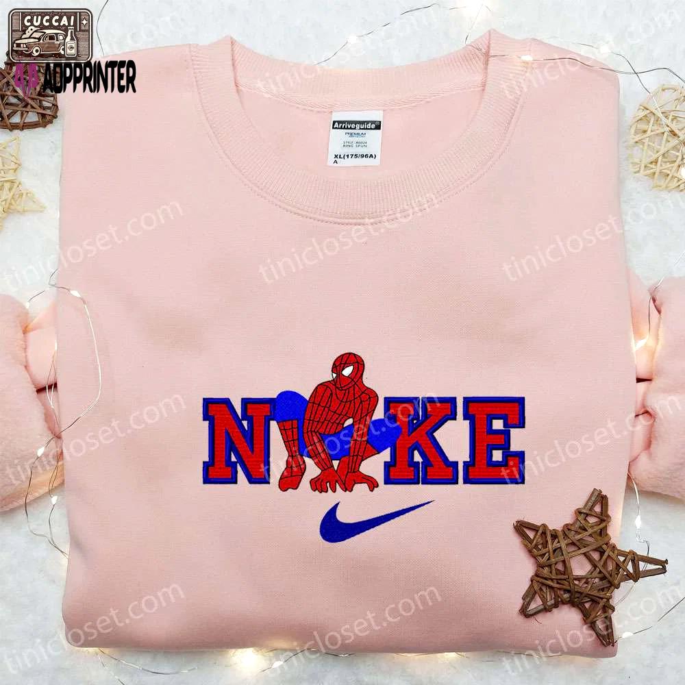 Spider-man x nike movie embroidered hoodie & marvel cinematic universe shirt: nike inspired embroidery Embroidered Shirt