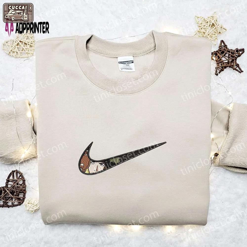 Spike spiegel x swoosh anime embroidered sweatshirt – cowboy bebop & nike inspired shirt Embroidered Shirt