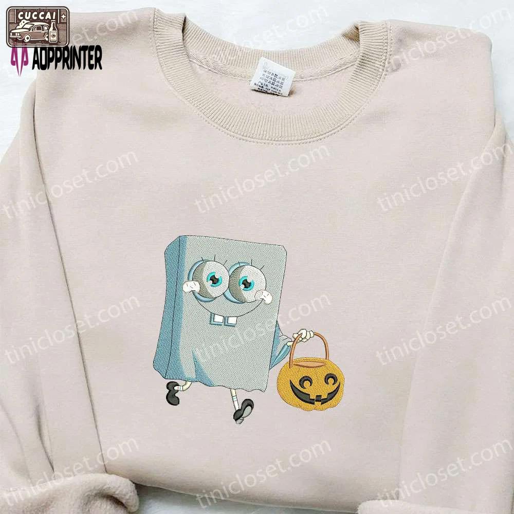 Spongebob halloween t-shirt & hoodie: best embroidered cartoon gift ideas Embroidered Shirt