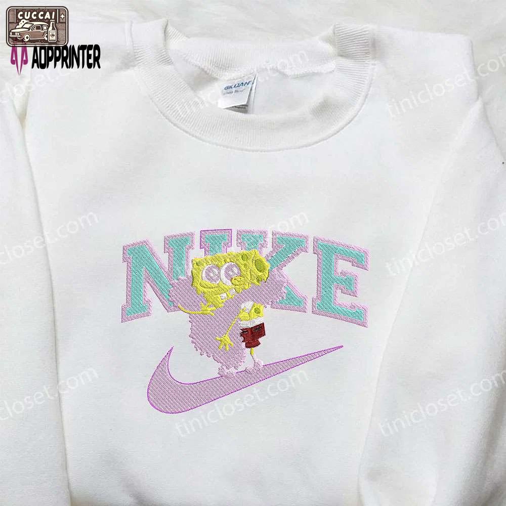 Spongebob squarepants x nike embroidered sweatshirt – cartoon shirt nike inspired Embroidered Shirt