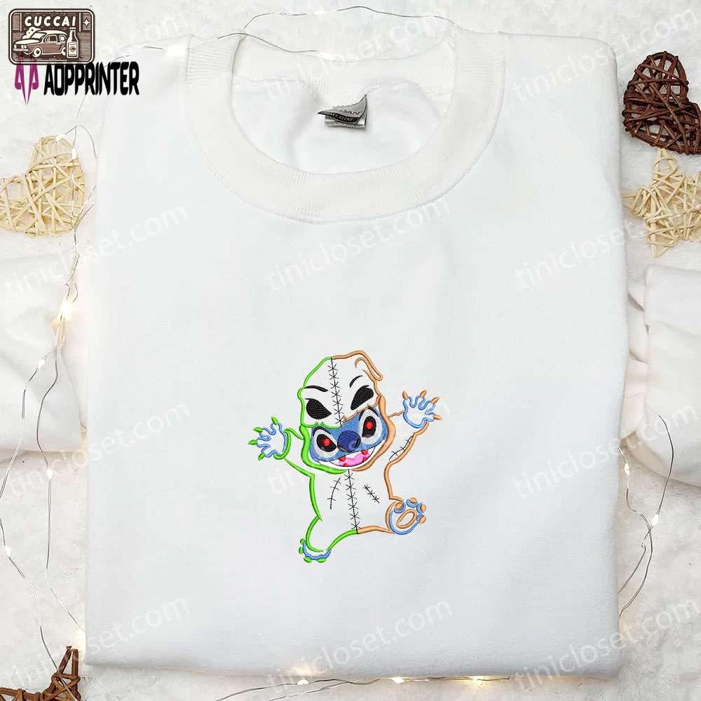 Spooktacular halloween stitch oogie boogie embroidered shirt – disney s cute halloween embroidery Embroidered Shirt