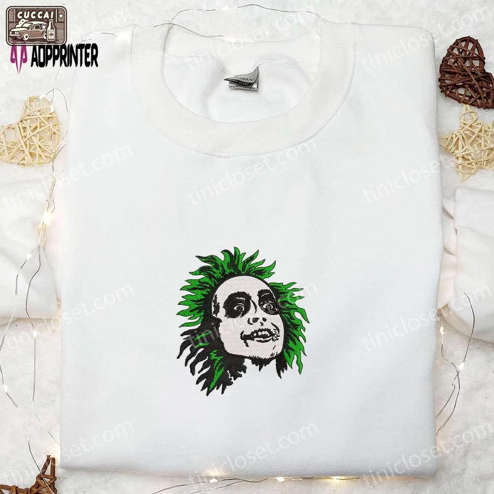 Spooky beetlejuice sweatshirt horror villains hoodie & characters shirt – perfect for halloween! Embroidered Shirt
