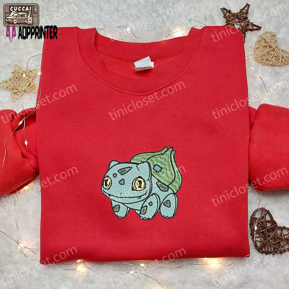 Spooky bulbasaur pokemon embroidered shirt – halloween inspired pokemon shirt Embroidered Shirt