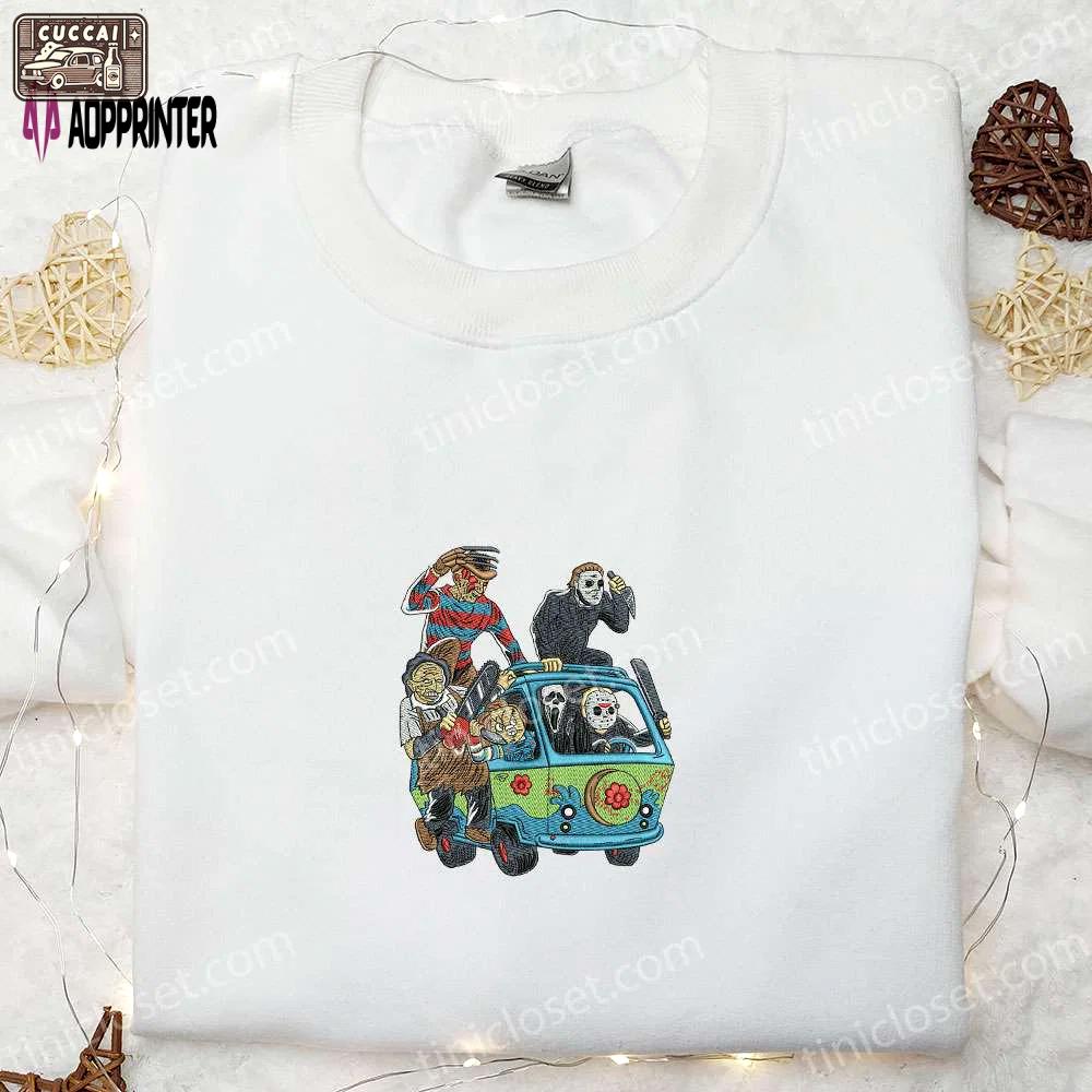 Spooky gang embroidered shirt: spirit halloween tee & funny hoodie Embroidered Shirt