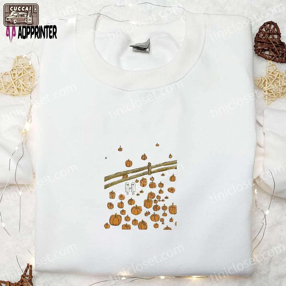 Spooky ghost and pumpkins embroidered sweatshirt – best halloween gifts for family Embroidered Shirt