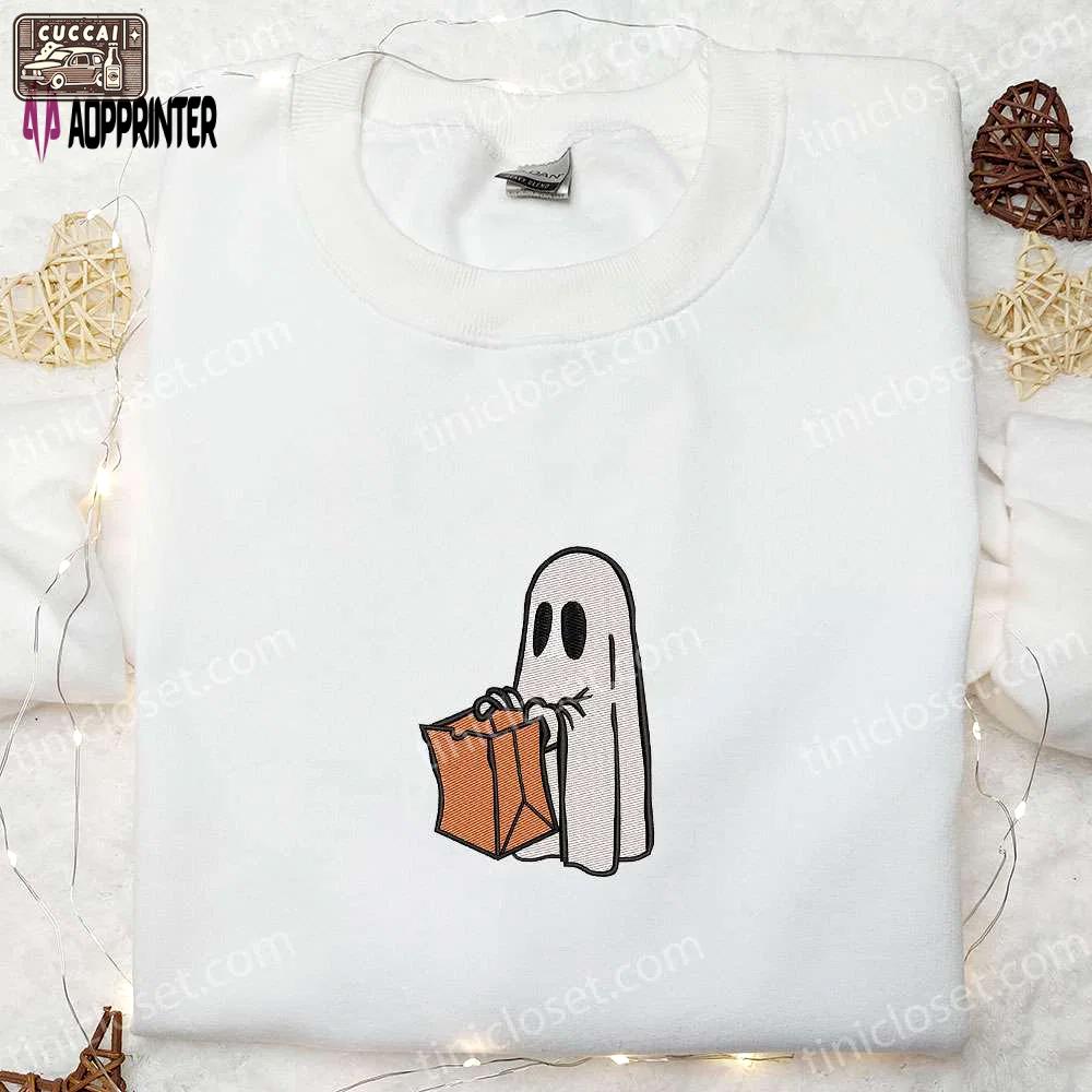 Spooky ghost box embroidered sweatshirt: halloween shirt & best gift idea Embroidered Shirt