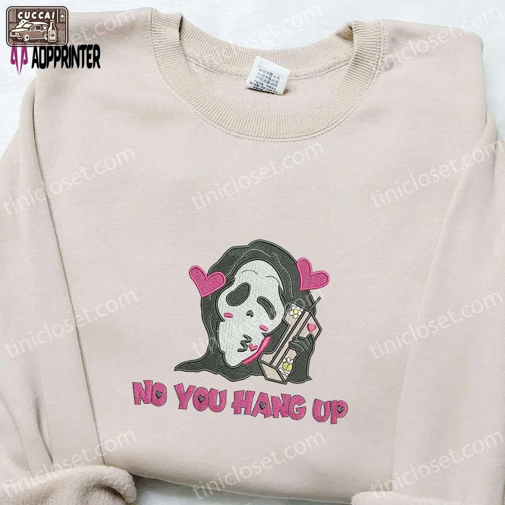 Spooky halloween embroidered shirt & hoodie collection: no you hang up ghost funny t-shirt Embroidered Shirt