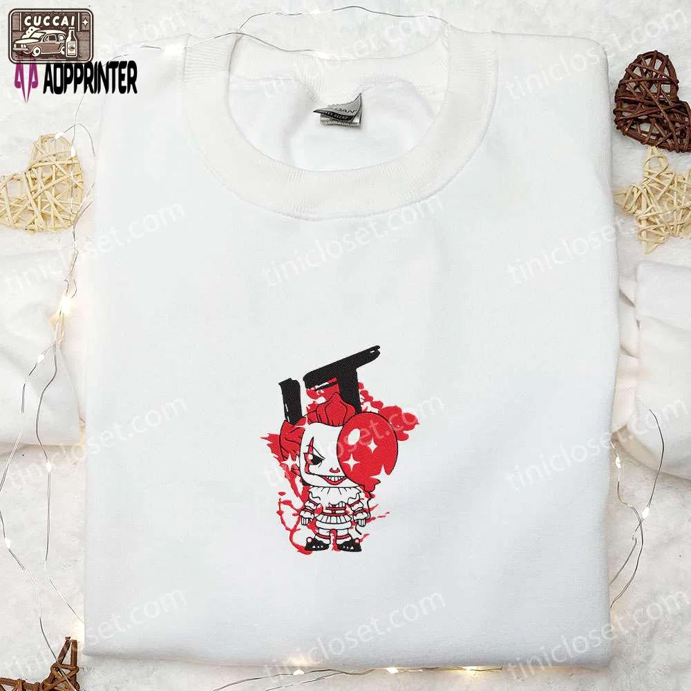 Spooky it baby clown sweatshirt & scary movie hoodie – top halloween gifts Embroidered Shirt