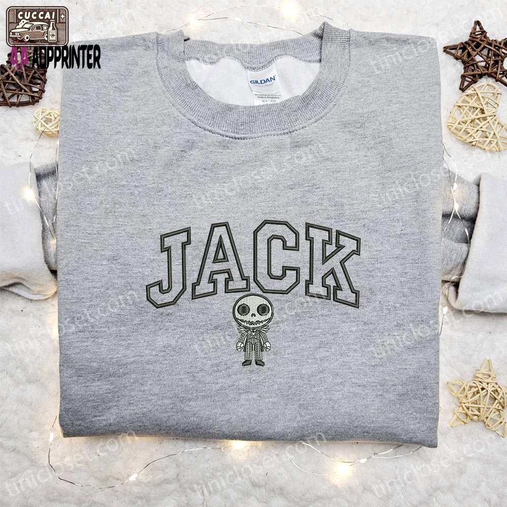 Spooky jack skellington embroidered hoodie & horror movie characters shirt: best halloween gift ideas Embroidered Shirt