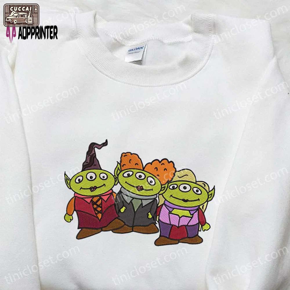 Spooky little green aliens halloween embroidered shirt – best family halloween gift Embroidered Shirt