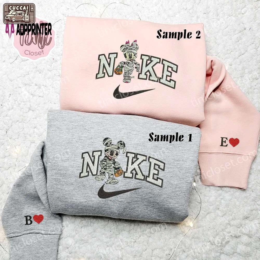 Spooky mummy x nike couple shirt disney characters hoodie & halloween sweatshirt Embroidered Shirt
